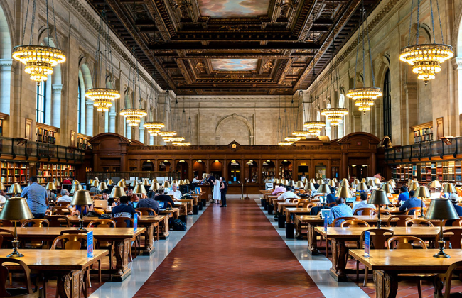 People Studying At New York Public Library